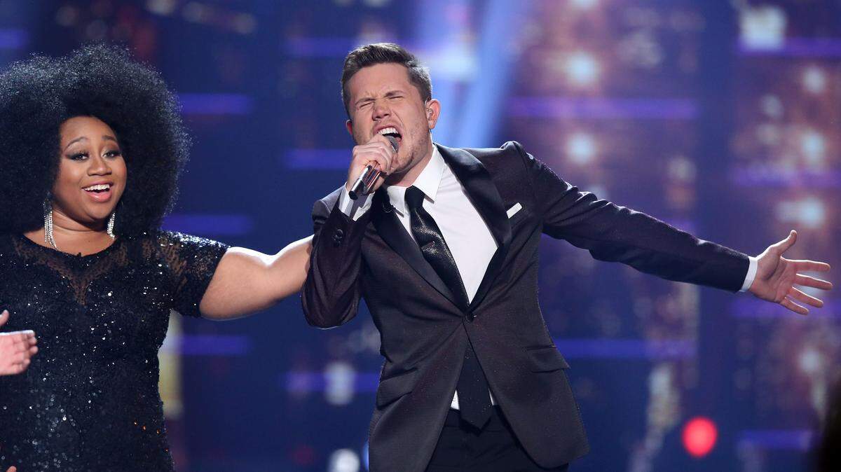 Winner Trent Harmon performs Thursday at the "American Idol" farewell season finale at the Dolby Theatre. Matt Sayles/Invision/AP
