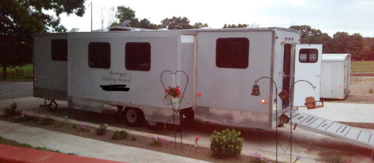 The outside a wedding wagon often looks like a recreational vehicle.