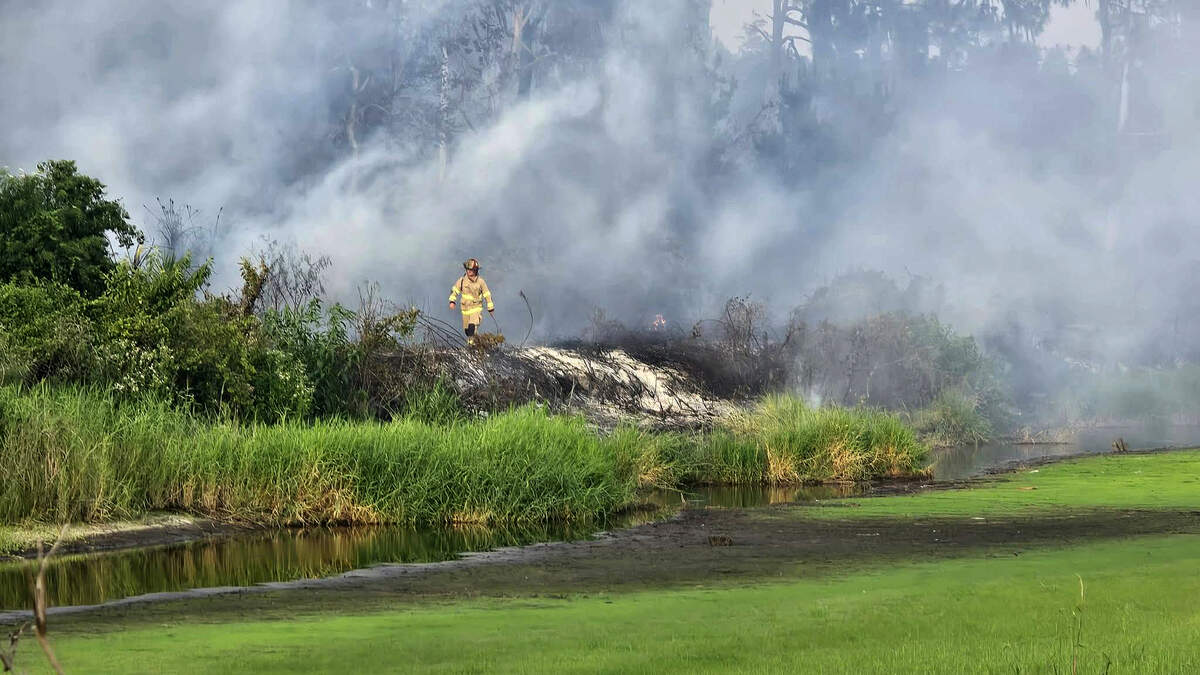 Duette Fire Rescue fights a fire that started as a controlled burn in Duette Preserve. An ember jumped to a neighboring property and ignited, but fire officials say the blaze is under control.