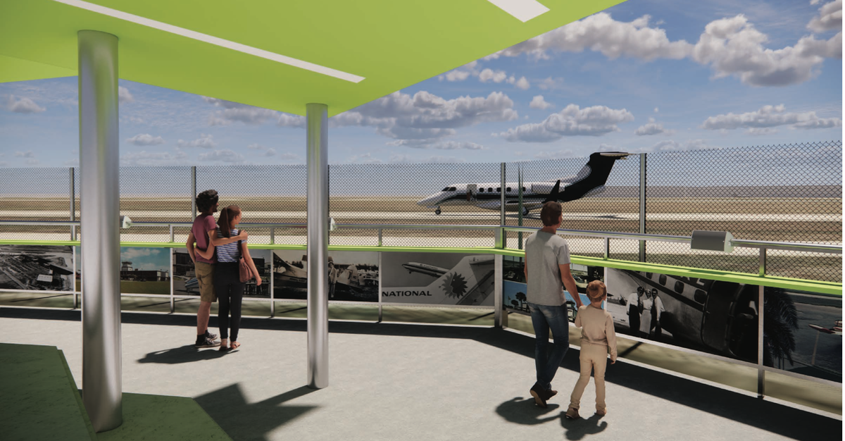 A rendering by Fawley Bryant Architecture shows what a proposed observation deck along Sarasota Bradenton International Airport might look like. The deck would be constructed in an area popular with the plane-watching public.