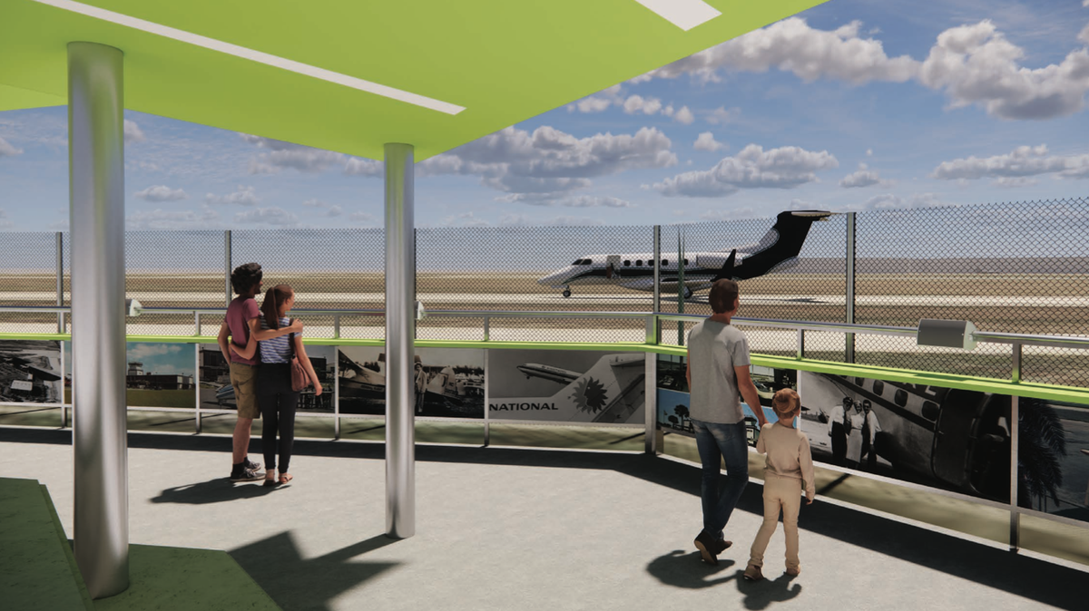 A rendering by Fawley Bryant Architecture shows what a proposed observation deck along Sarasota Bradenton International Airport might look like. The deck would be constructed in an area popular with the plane-watching public.