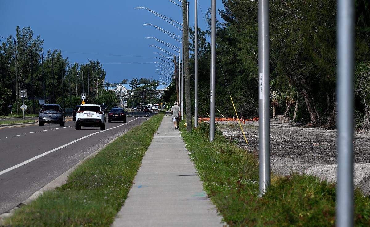 A large swath along Cortez Rd. Is undergoing construction for infrastructure upgrades, including water and sewer lines to Anna Maria Island. Manatee County Government officials are on the verge of minimizing a rule that protects natural Florida wetlands from the environmental impact of developing new homes and businesses. Monday, Oct. 2, 2023.