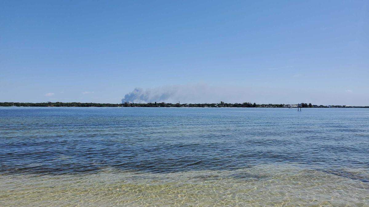 Smoke from a scrapyard fire near the port can be seen from Bradenton.