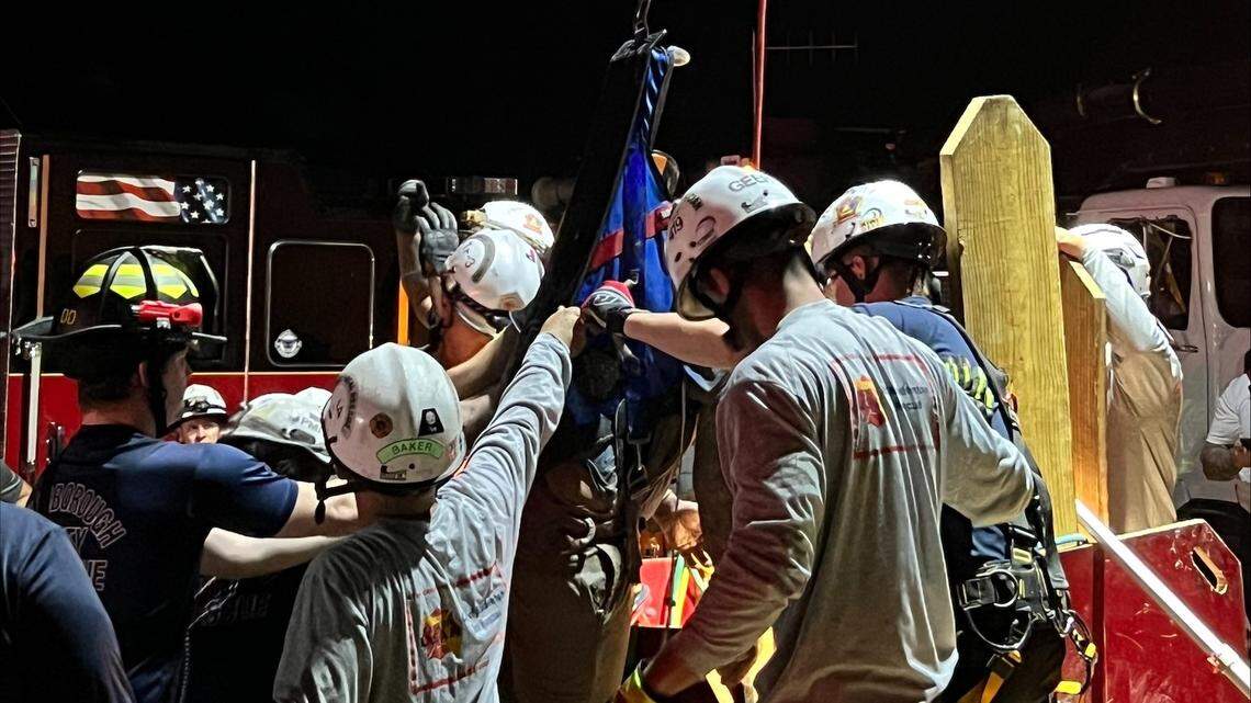 Hillsborough Fire Rescue joined Manatee County public safety rescues in freeing a man stuck in a trench off Moccasin Wallow Road last Wednesday.