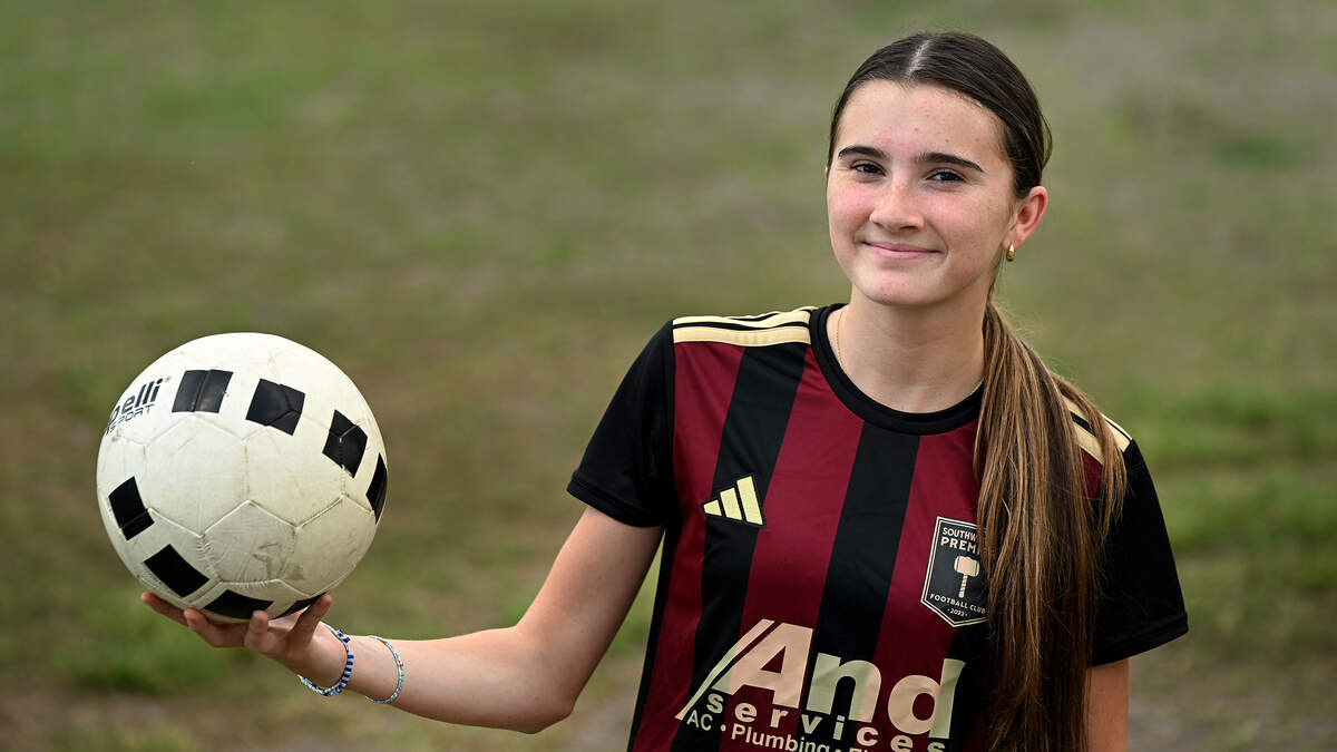 Sky Commissar, a rising sophomore at Lakewood Ranch High School, will play soccer internationally with Team Great Britain in the Costa Blanca Cup. Commissar poses for a photo on May 22, 2026.