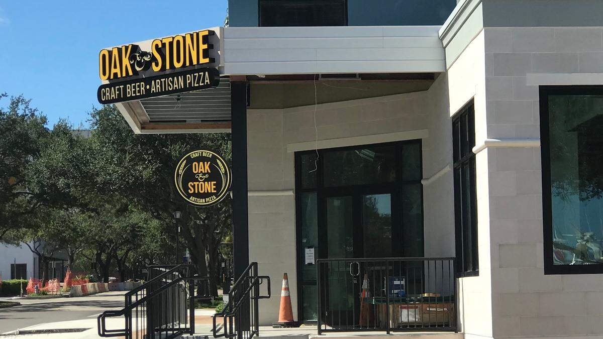 Signage recently went up for the Oak & Stone at SpringHill Suites by Marriott Hotel in downtown Bradenton. It is anticipated that the eatery, which features craft beer and artisan pizza, will open later this year.