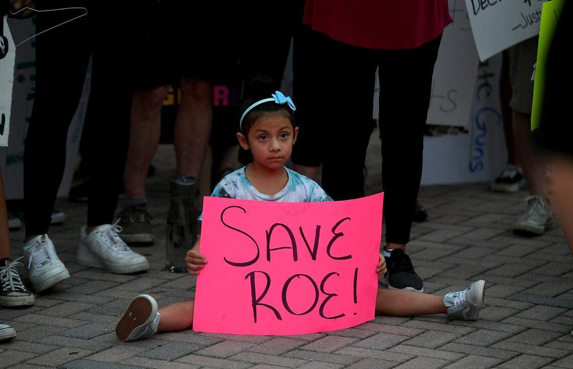 Aurielle Ramirez joined her mother and over a hundred others for a march and rally organized by Women’s Voices of SW Florida to support women’s rights to choose abortion on May 4, 2022. The group met at the Central Library and marched to the Historic Courthouse.