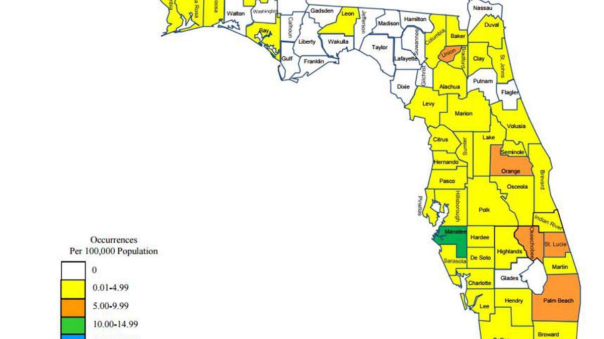 Manatee County, which had a population of 351,746 people in 2014, had the most fentanyl deaths per capita in Florida in 2014, according to the 2014 Medical Examiners Commission Drug Report.