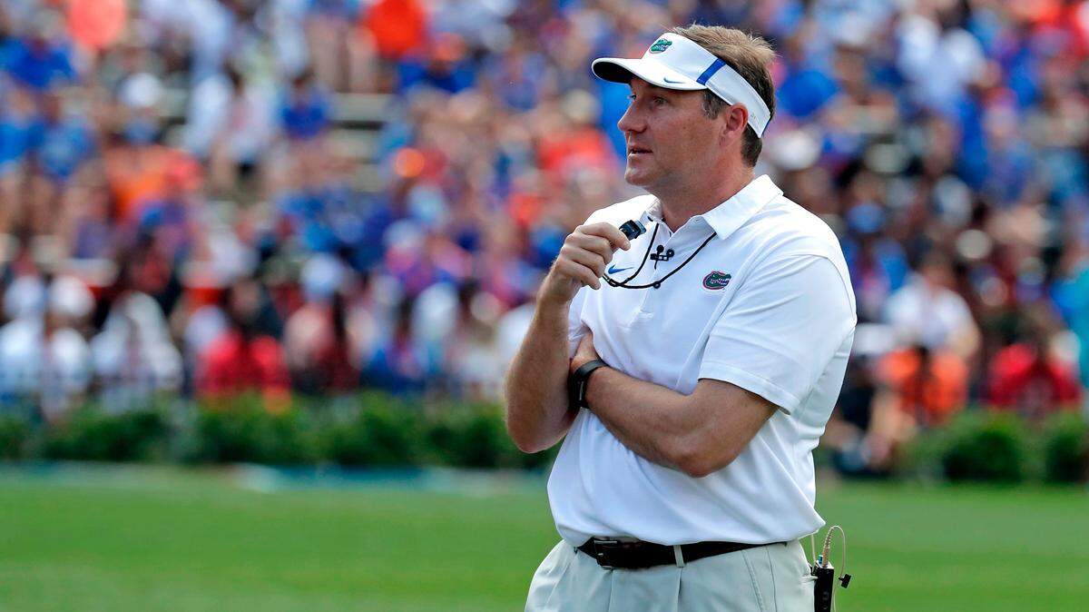 Florida head football coach Dan Mullen, seen in this April file photo, told the Tampa Bay Times he's aware of Justin Watkins' situation. Watkins, a UF recruit, was arrested and police allege he broke an unnamed female's phone and kicked her tires. Watkins is out of jail on bond.
