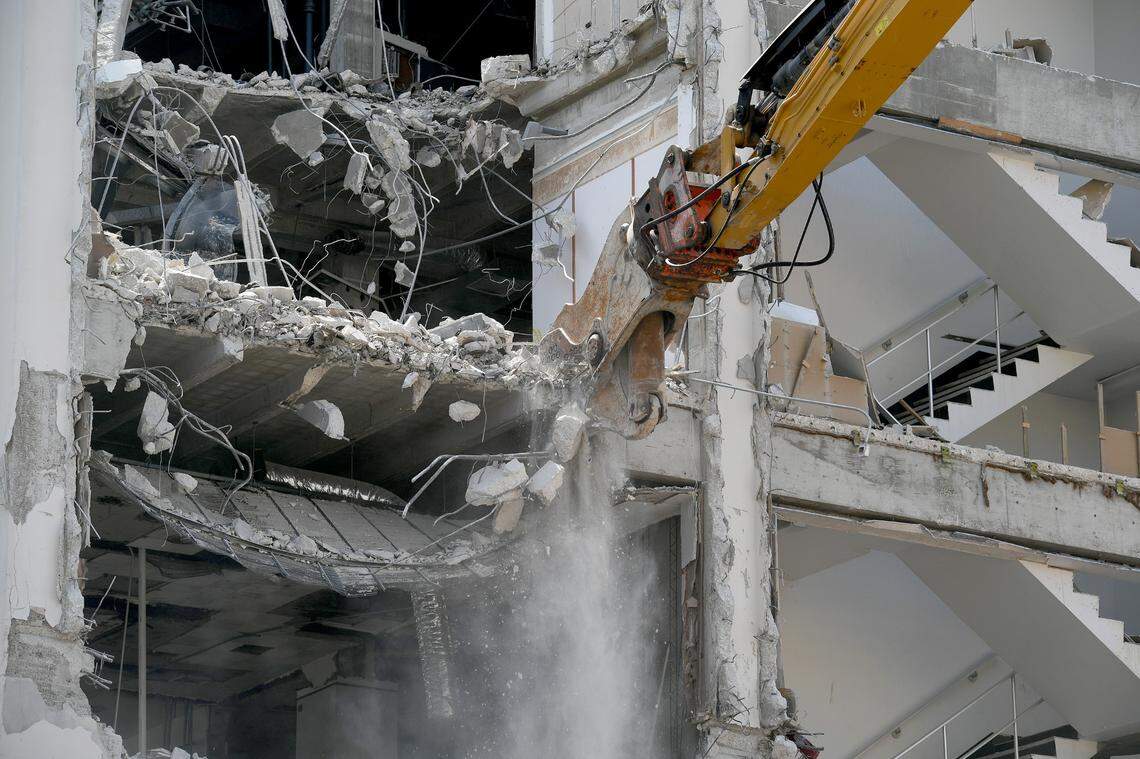 Demolition crews are demolishing the former public defender’s office at the corner of Manatee Avenue and Ninth Street West in downtown Bradenton. By October 2023, the corner will be the home to a 12-story apartment building with 137 units.