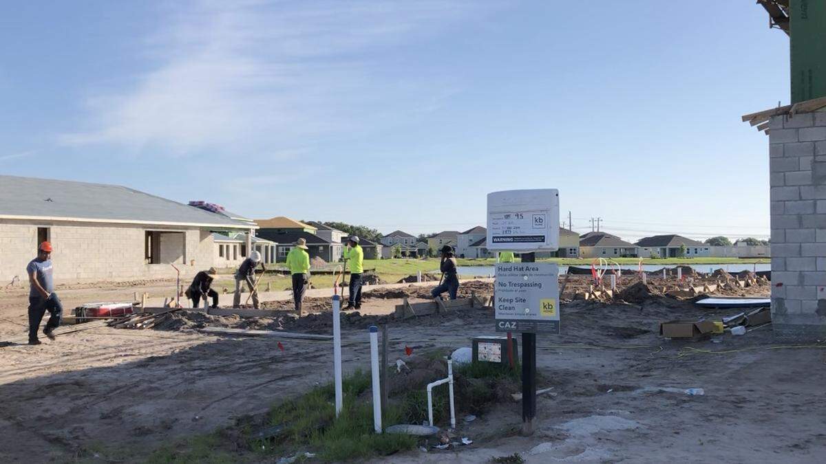 6/1/2021--Bradenton area builders have been slowed by a shortage of materials and a scarcity of labor. Shown above is a work site at North River Ranch.