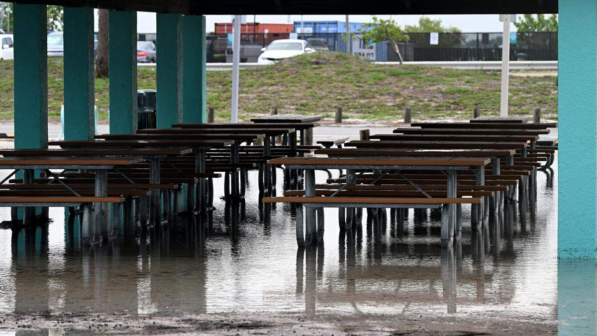 The south end of the parking lot at Coquina Beach was closed “due to heavy rain overnight,” according to a Facebook post by Manatee County. Construction of the lot there was completed in 2020 to alleviate constant flooding, shown on May 28, 2026.