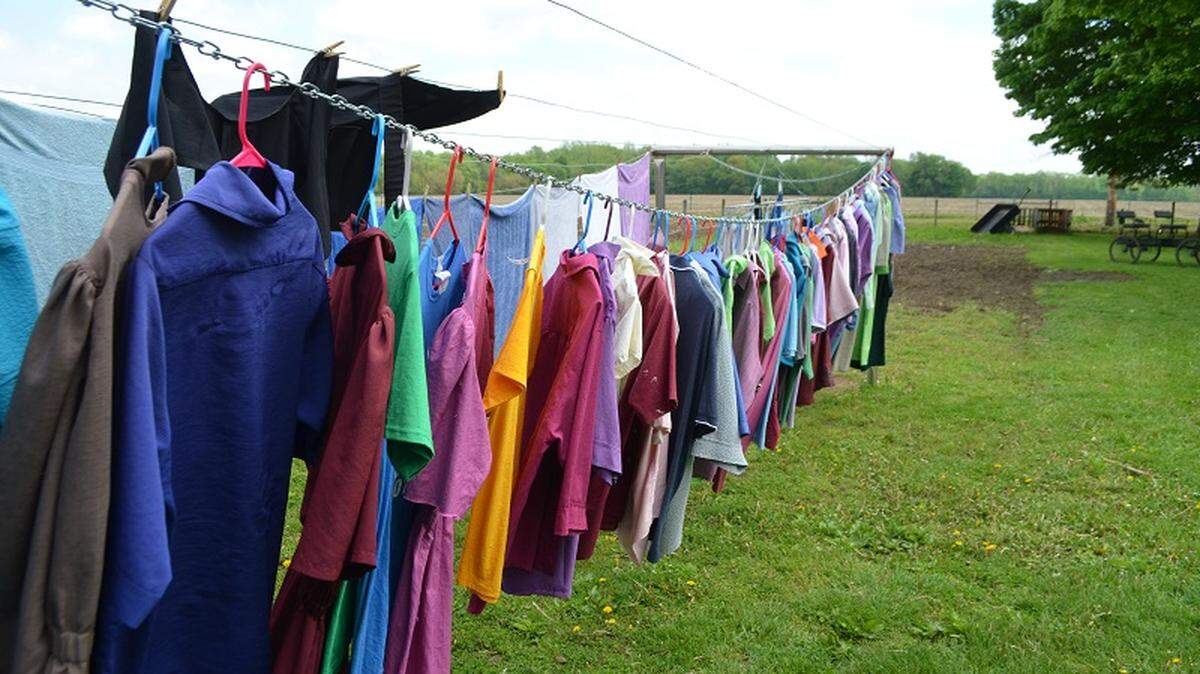 Even as Lovina Eicher has been busy sewing new dresses, she has also been keeping abreast of the family’s weekly laundry — shown  drying on the clothesline.
