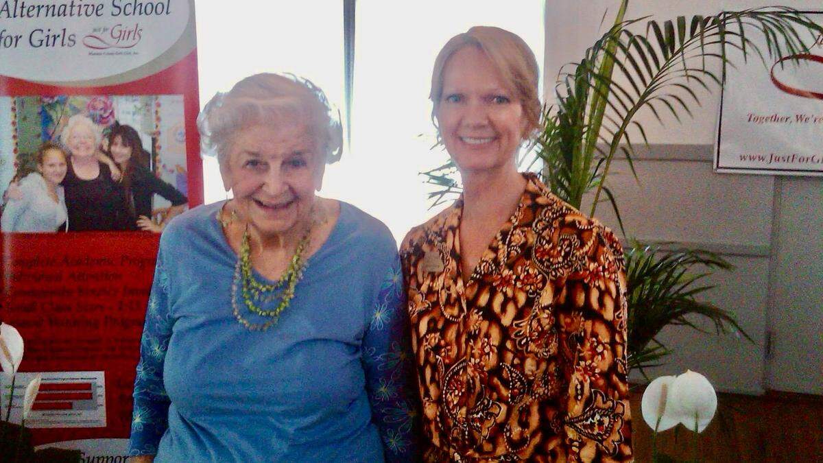 Jeanne Oliver was twice executive director of the Manatee County Girls Club. She is shown above with Just for Girls Executive Director Becky Canesse.