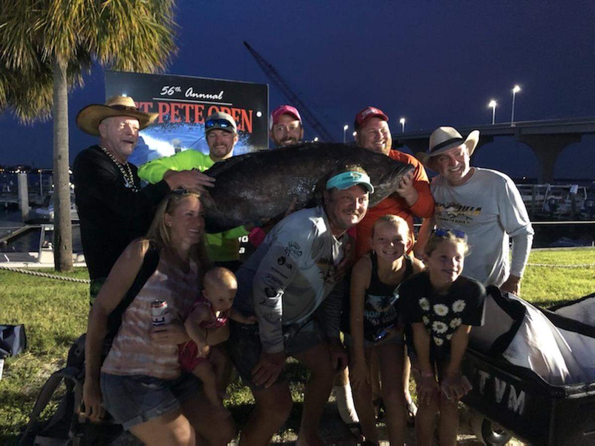 This 113-pound grouper set a new tournament record in the St. Pete Open.