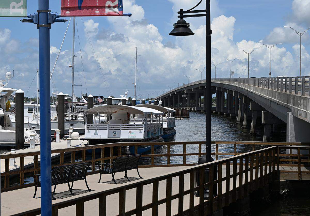 Two water taxis, Miss Anna Maria and the Downtown Duchess, are moored at the docks at Pier 22 in Bradenton while officials find a way for the ferries to dock at the Anna Maria Pier.