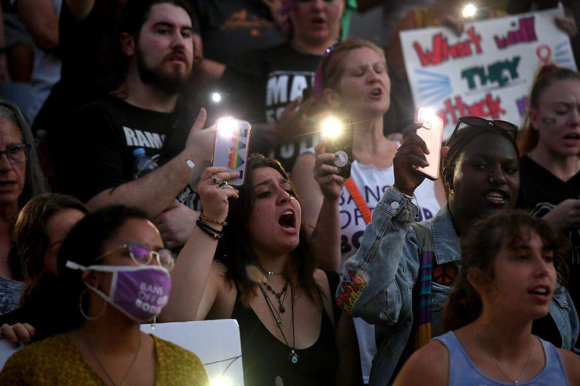 Over a hundred people joined a march and rally organized by Women’s Voices of SW Florida to support women’s rights to choose abortion on May 4, 2022. The group met at the Central Library and marched to the Historic Courthouse.