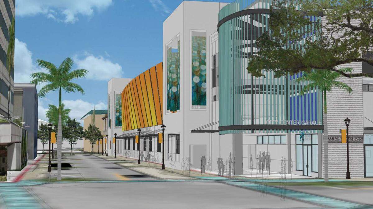 Renderings of the new parking garage coming to downtown Bradenton. The garage, which includes space for the Manatee County Chamber of Commerce, will cost $13.8 million and will have nearly 500 parking spaces.