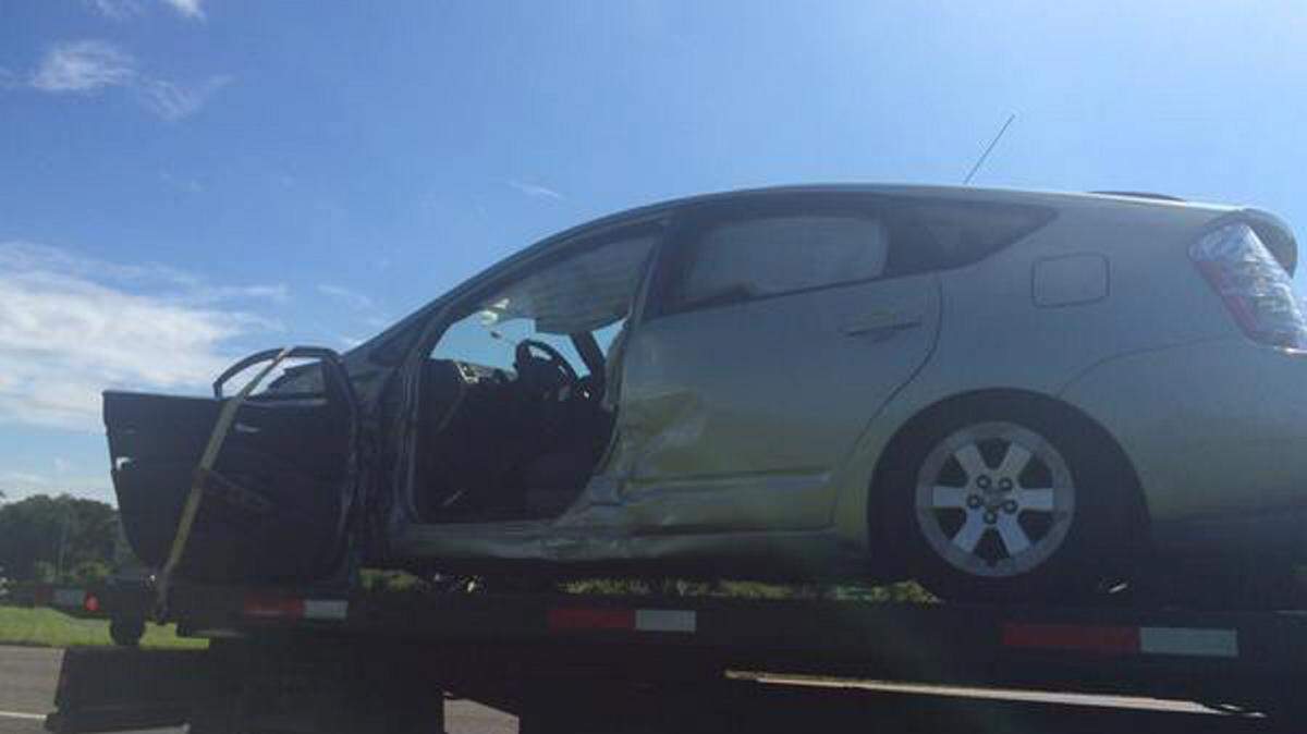 A 2007 Toyota Prius involved in a crash Tuesday afternoon in Bradenton. 
 AMARIS CASTILLO/Bradenton Herald