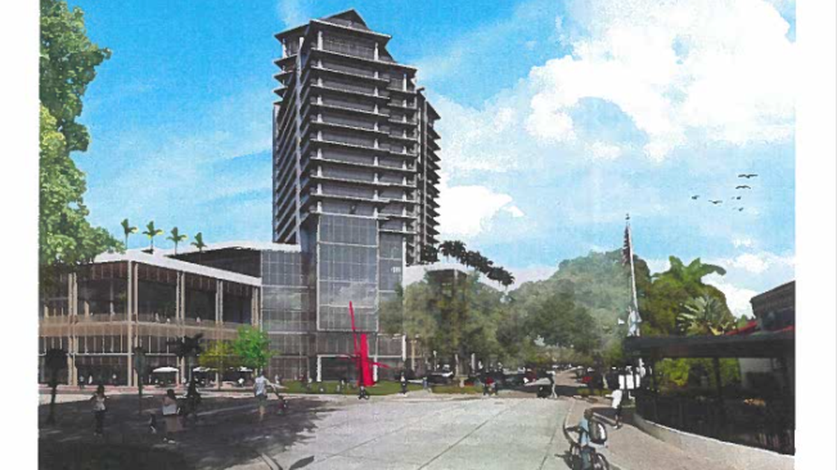 A provided artist rendering of the proposed development of Bradenton’s City Hall property shows off a design that 941 Prime Development, LLC says “will dramatically distinguish the skyline of downtown Bradenton” with its angular design and staggered height throughout the structure.
