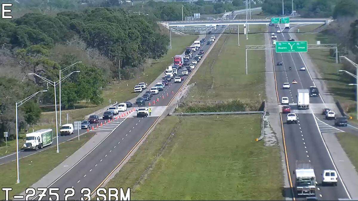 Traffic is being diverted off of Interstate 275 north after a fatal crash on the Skyway Bridge on Thursday, March 2, 2023.