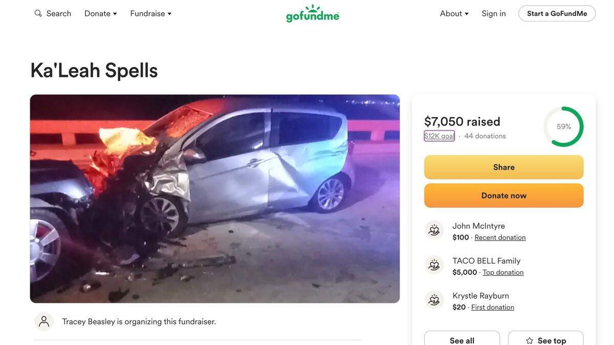 A Palmetto woman’s family launched a GoFundMe campaign to cover medical bills after an alleged drunk driver struck her vehicle early Sunday morning, hospitalizing her and killing her unborn child.
