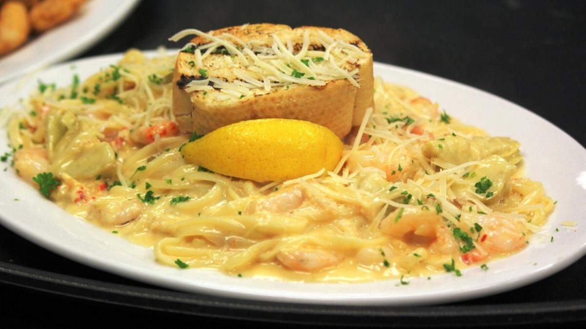 Classic pasta with shrimp and a cream sauce. TNS