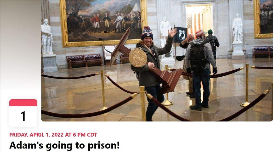 Florida man with lectern at Capitol riot says pre-prison party is off, claims April Fools’