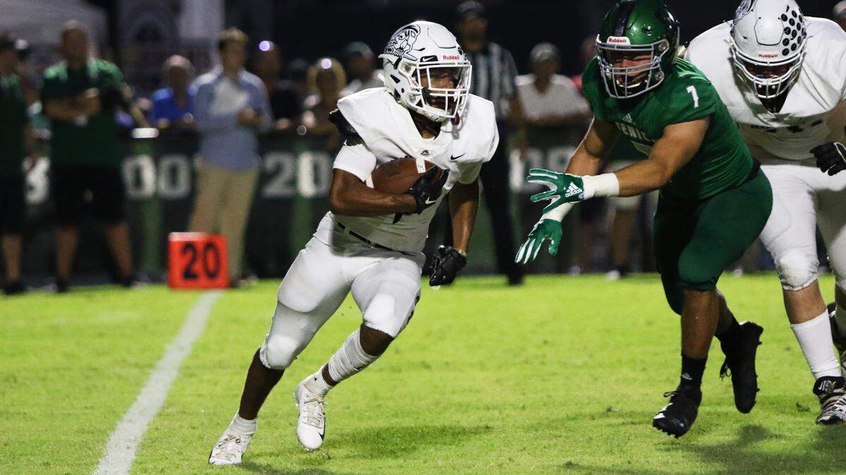 Braden River High running back Brian Battie suffered a leg injury in the first half Friday night against Venice and was on crutches in the second half.