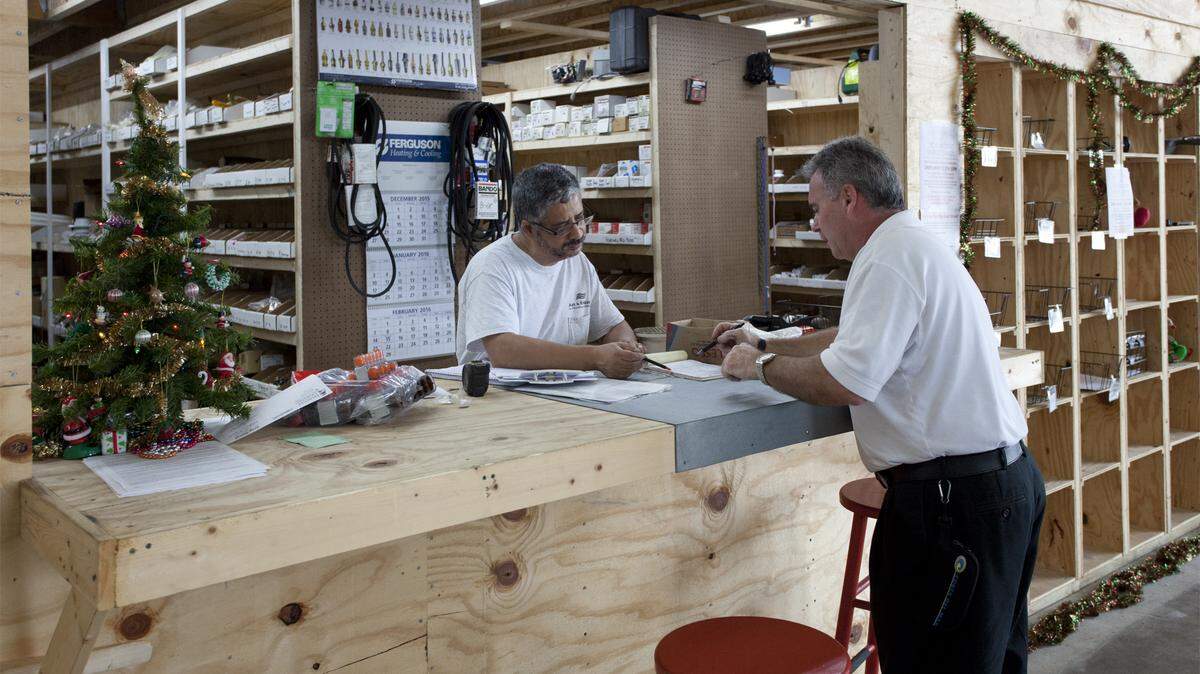 Air & Energy's new Bradenton facility on Sixth Avenue West features a large warehouse space that allows the company to better prepare materials its technicians need for their daily work. MATT M. JOHNSON/Bradenton Herald