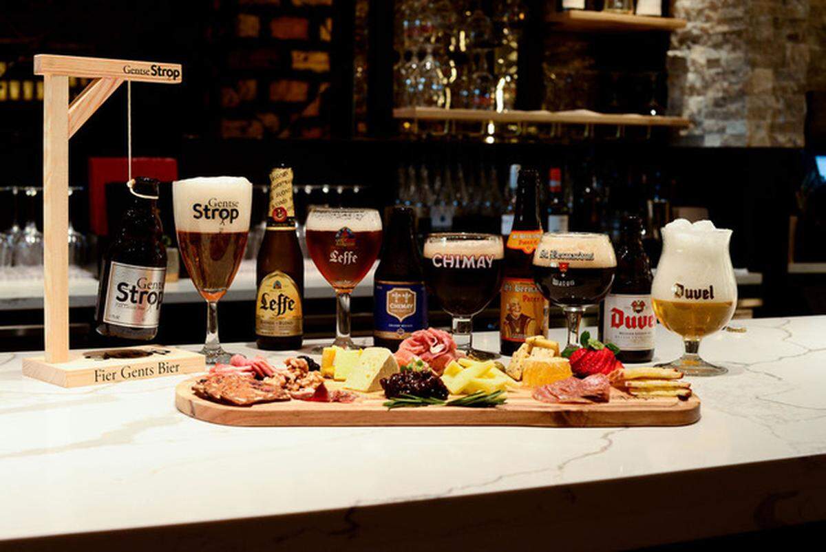 Belgian beers with matching glasses and a Cheese & Charcuterie Board is one of the focuses at Château 13 Restaurant & Wine Bar in Bradenton.