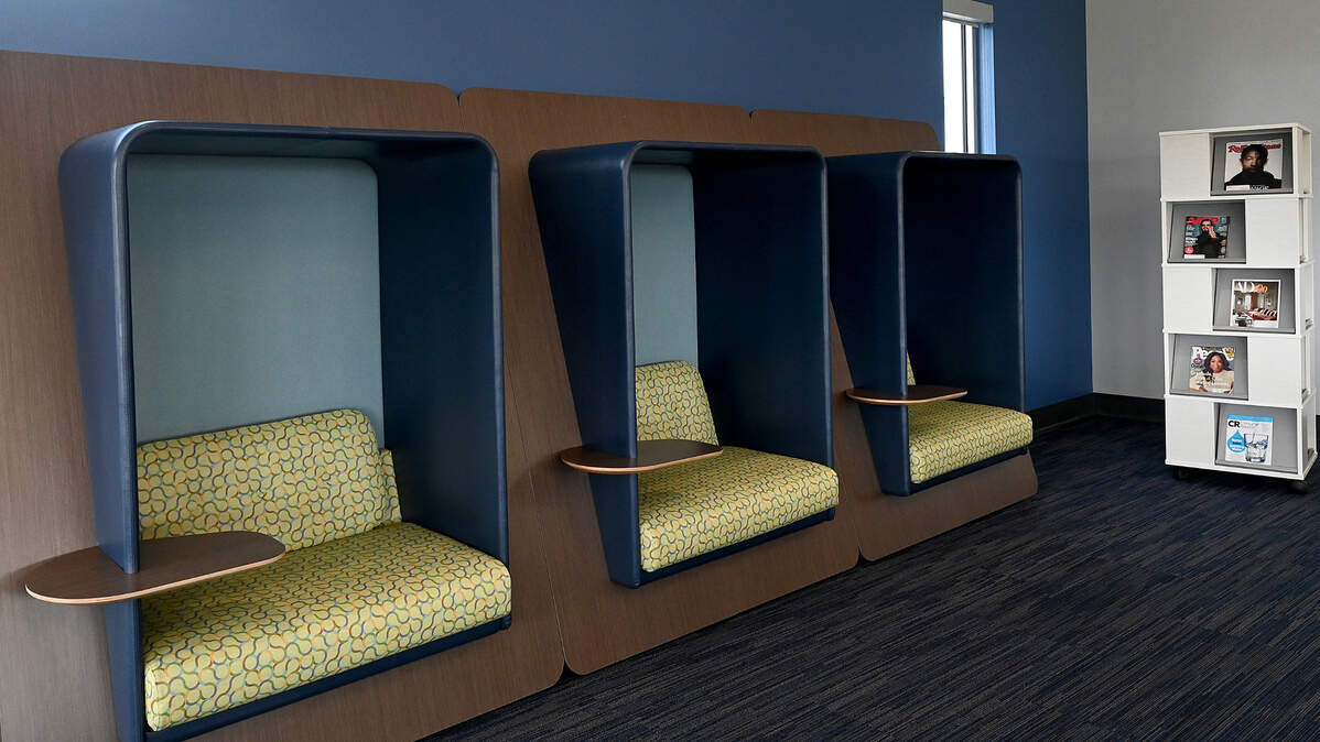 Nooks in the reading room are a feature of the county’s newest library. The Lakewood Ranch Library on Rangeland Parkway will be opening on Friday, Jan. 12.