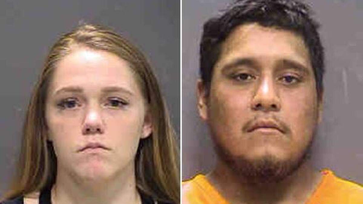 Paige Lubaski, 18, left, was charged with neglect of a child with great bodily harm, and has since bonded out of the Sarasota County jail.  Edgar Estrada, 23, right, was charged with neglect of a child with great bodily harm, principle.