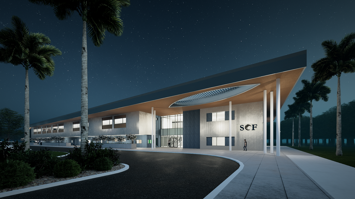Provided renderings show off the proposed design of the State College of Florida campus coming to the intersection of Erie Road and Fort Hamer Road in Parrish.