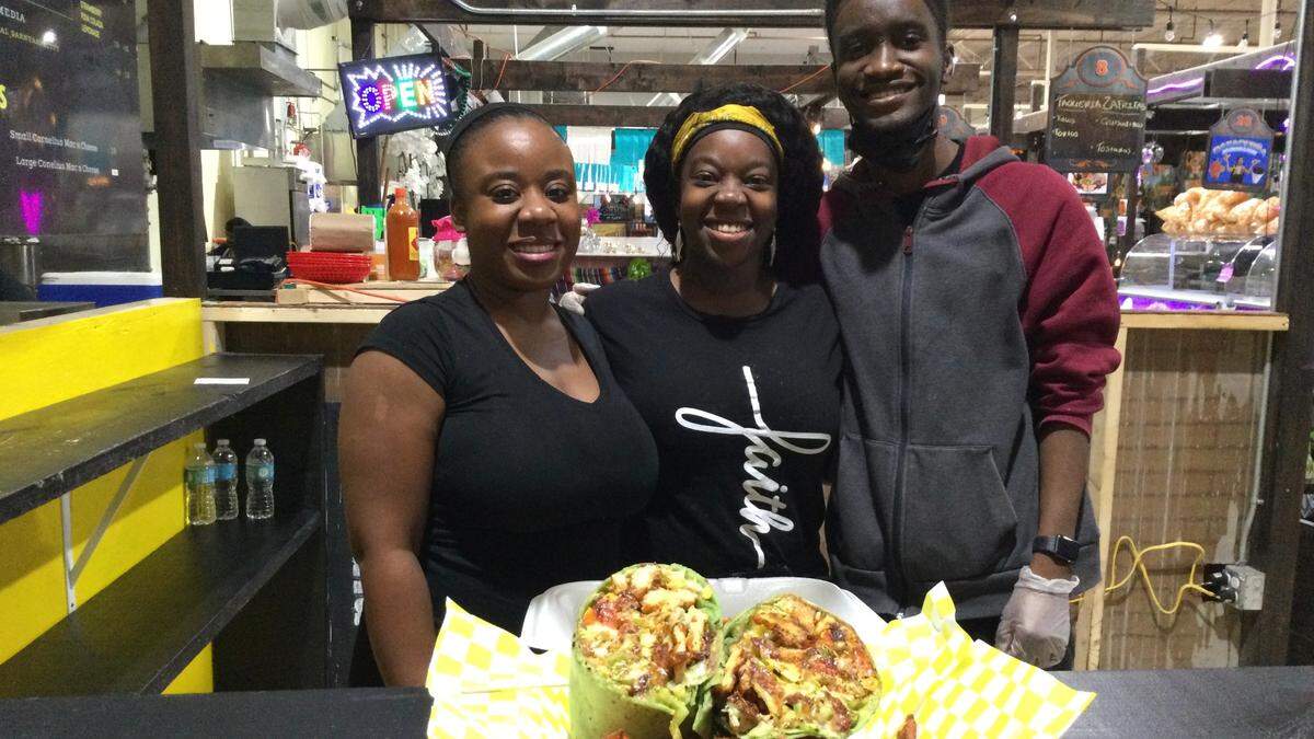 Sisters and business partners Ciliana and Gladys Jean, along with their devoted employee Marc Casimir, operate The Barnyard restaurant inside the Oneco Farmer’s Market. It all started with a $6 chicken sandwich idea that is blossoming into a successful business.
