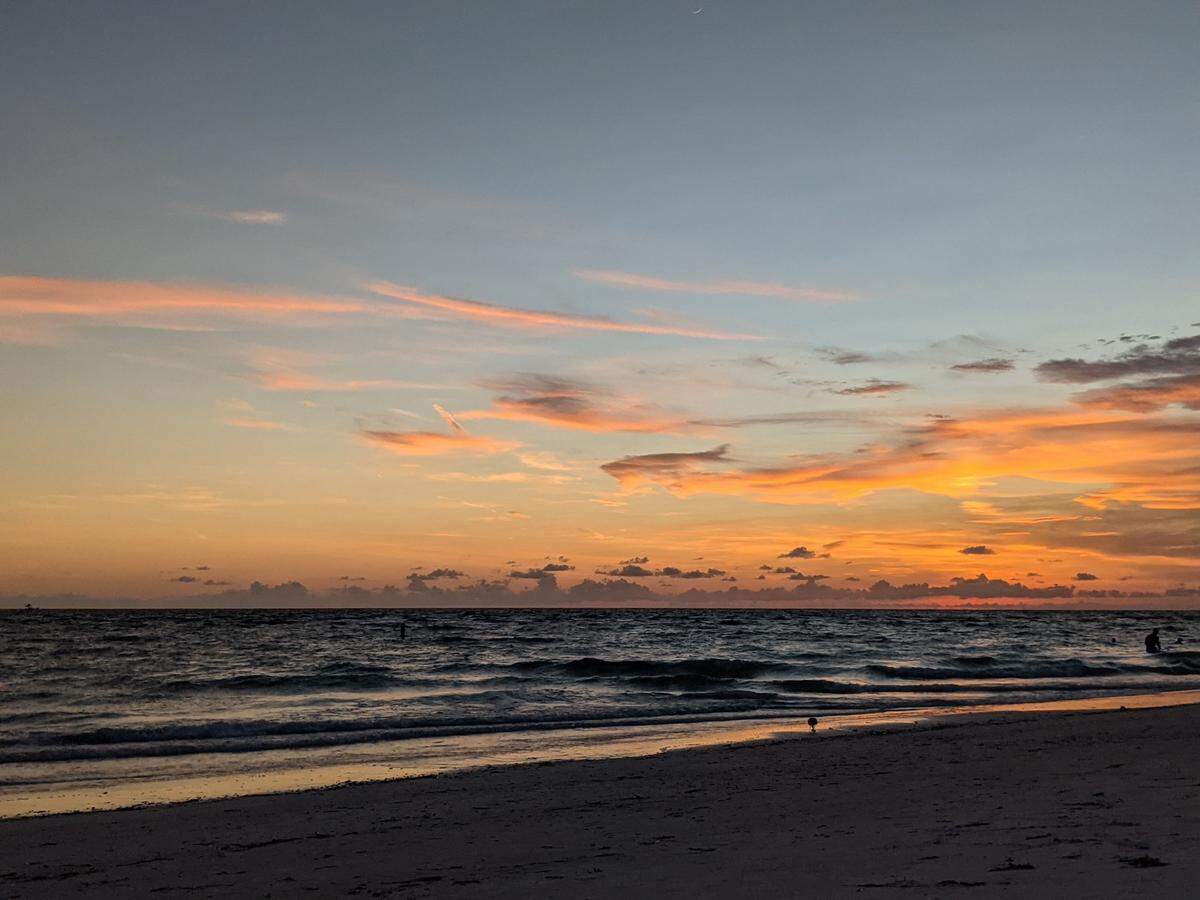 The sunset hour at Coquina Beach on Anna Maria Island.