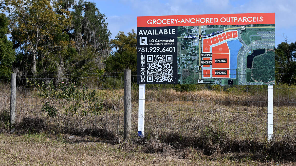 The Parrish Town Center is a future commercial plaza off U.S. 301 and State Road 62 in Parrish. A grocery store, coffee shop, fast-food restaurants and retail shops are some of the planned buildings for the nearly 48-acre land shown on Jan. 5, 2026.