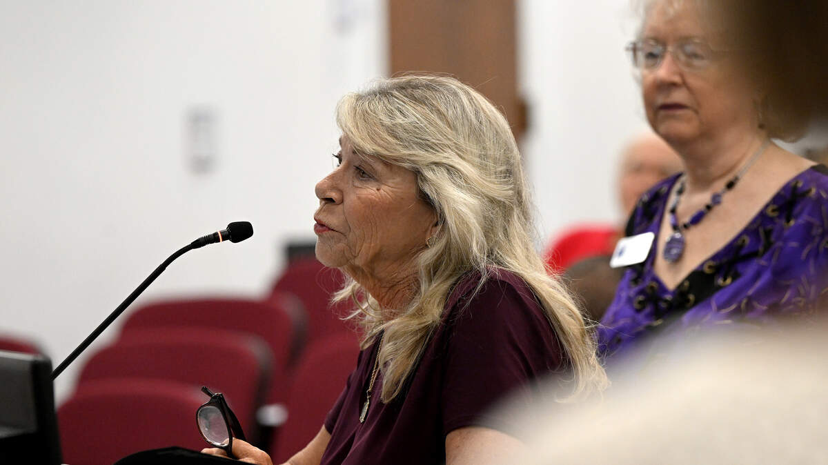 Commissioner Carol Ann Felts is pictured during an Aug. 5, 2025, meeting. Felts, 68, died Tuesday, Manatee County Government officials confirmed.
