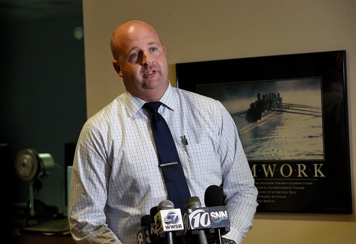 Bradenton Police Capt. Brian Thiers held a press briefing at the police department to give details of the murder investigation into the death of Joel Parks. Parks’ elderly grandmother, Lillian, said she overdosed her adult disabled grandson.