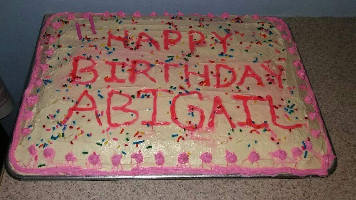 The Eichers celebrated Abigail’s second birthday with a cake her mother, Elizabeth, decorated.