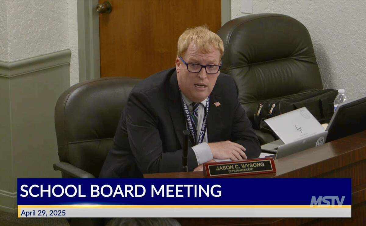 Former Manatee County Superintendent Jason Wysong, pictured here during an April 29 school board meeting, was terminated in May.