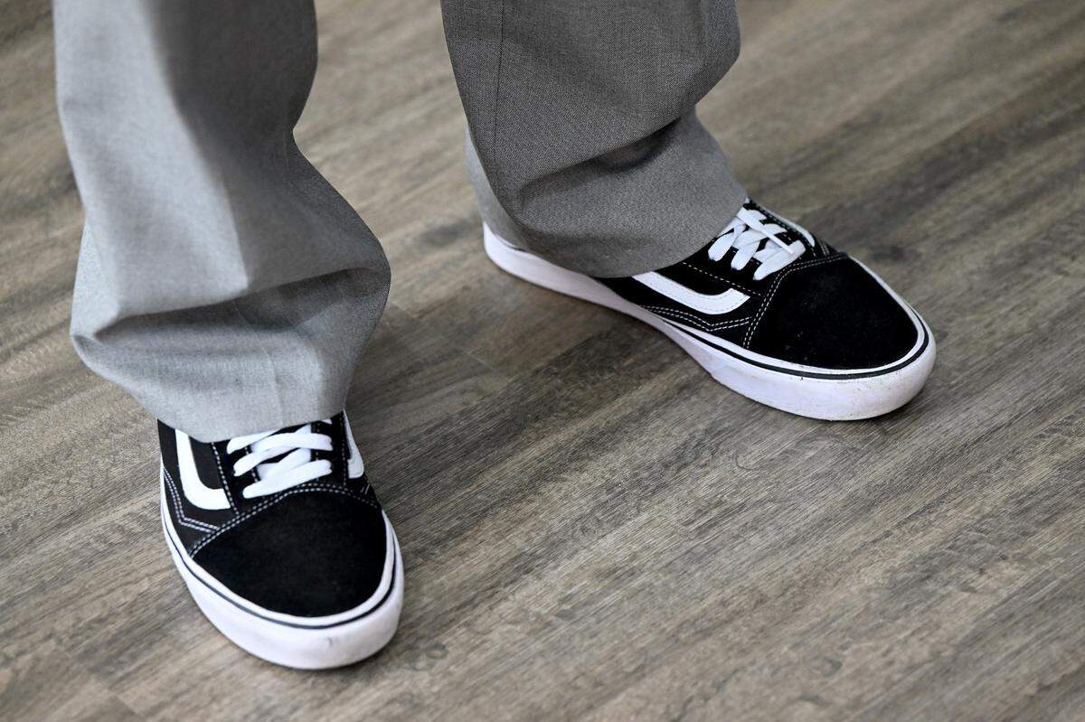 Manatee School District’s new superintendent Jason Wysong wore sneakers for the day of school tours on the first day of school.