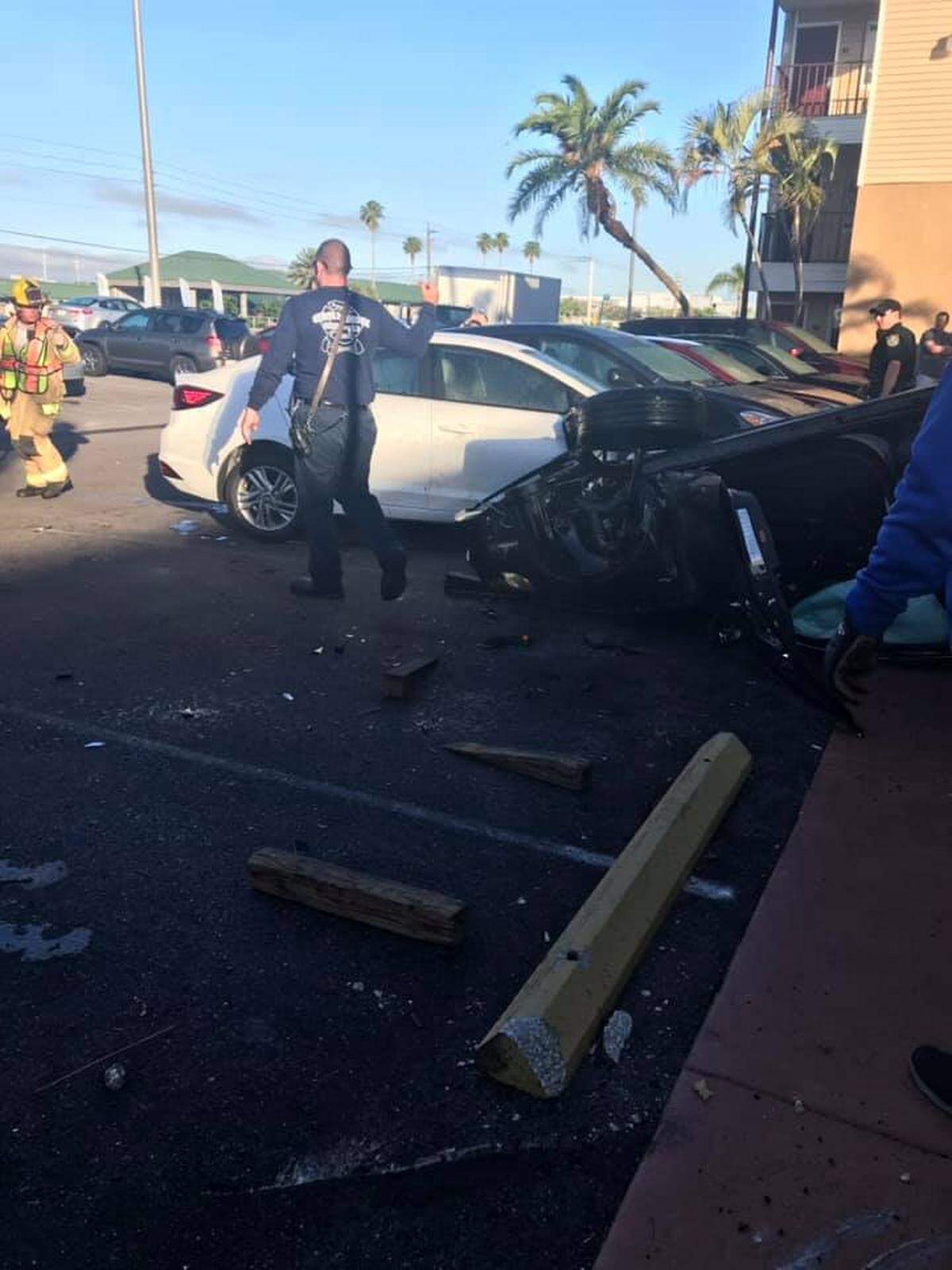 Cedar Hammock Fire Rescue crews responded to a rollover crash at the Lantern Inn and Suites where one person was injured.