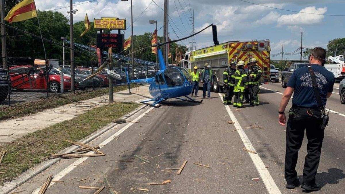 First responders on the scene of a helicopter crash in Hillsborough County on April 4. 2019, that left one dead.