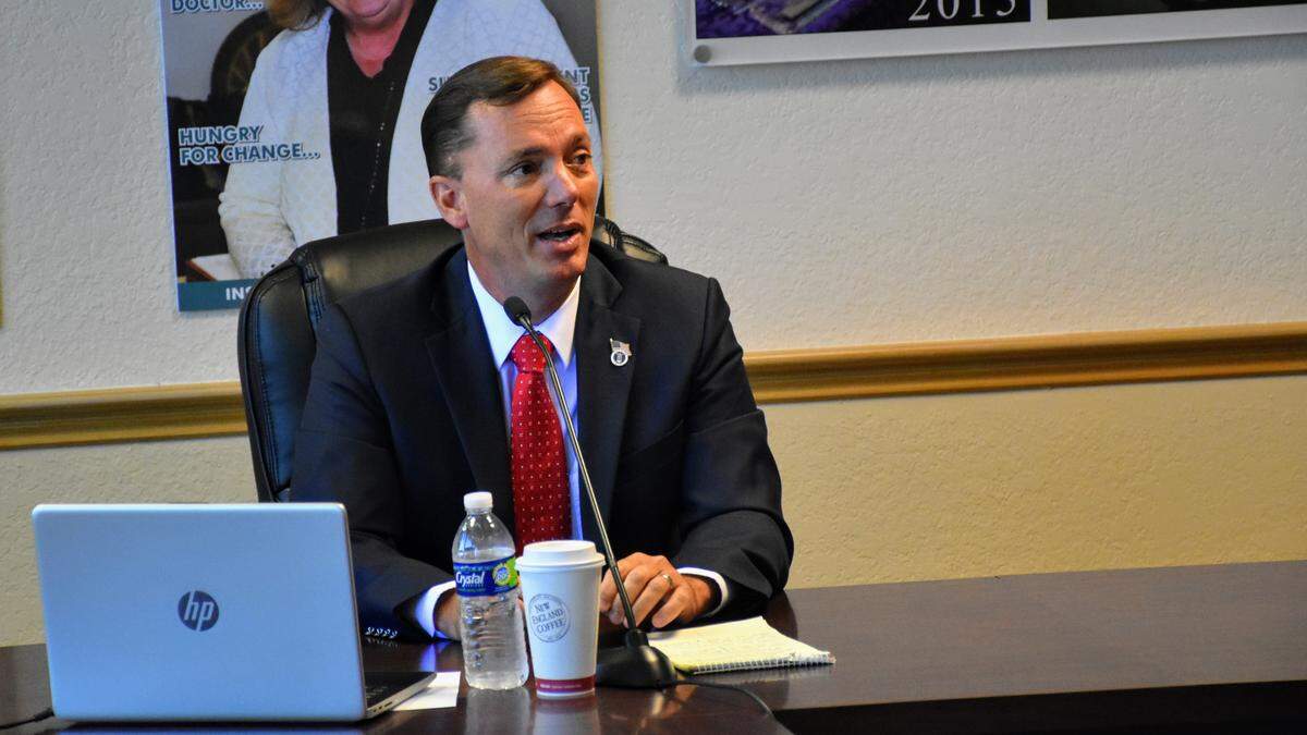 State Rep. Tommy Gregory, R-Sarasota, responds to a question from the moderator during a Friday morning debate against Democrat challenger David Fairey.