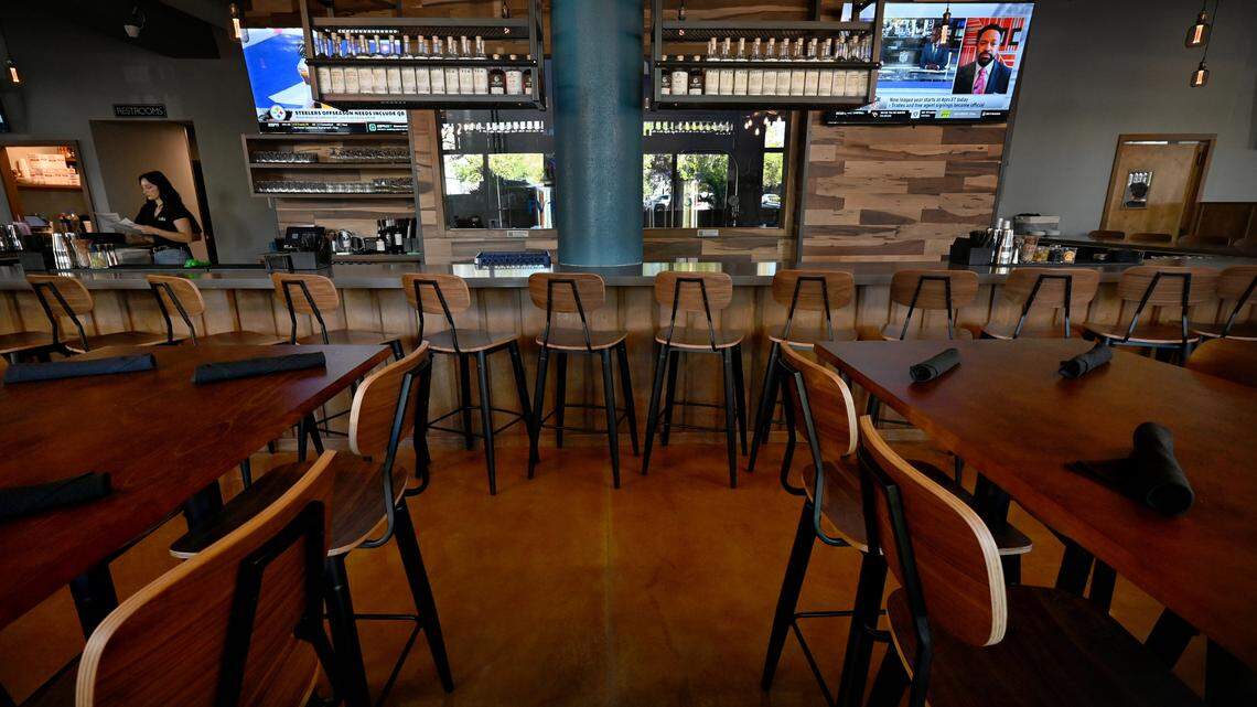 The bar and indoor dining area at Good Liquid Brewing Co. in downtown Bradenton on March 12.