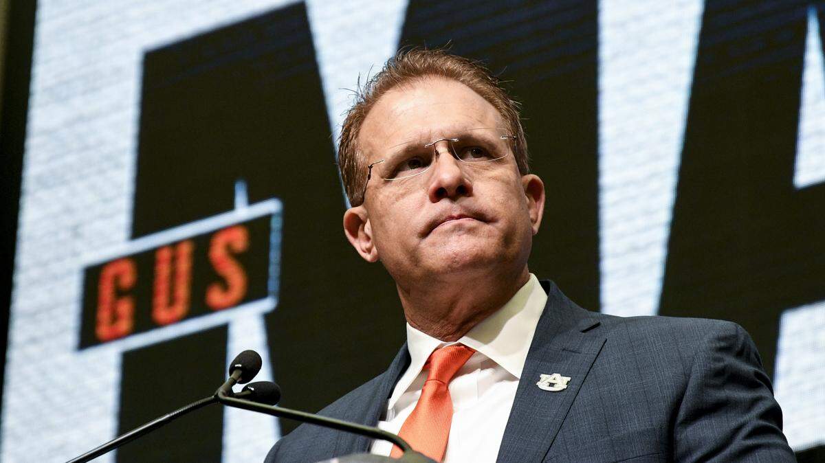 Auburn head coach Gus Malzahn speaks during the Southeastern Conference Media Days at the College Football Hall of Fame in Atlanta on Thursday.