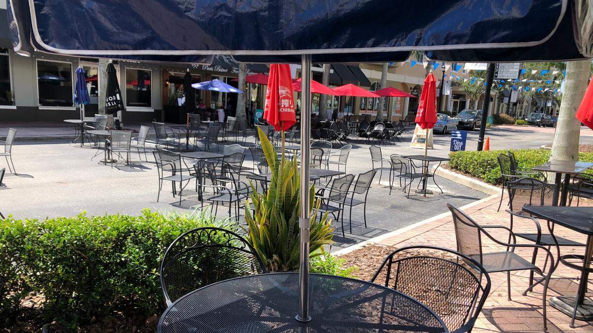 A section of Lakewood Ranch Main Street has been closed to traffic to make room for more outdoor dining.