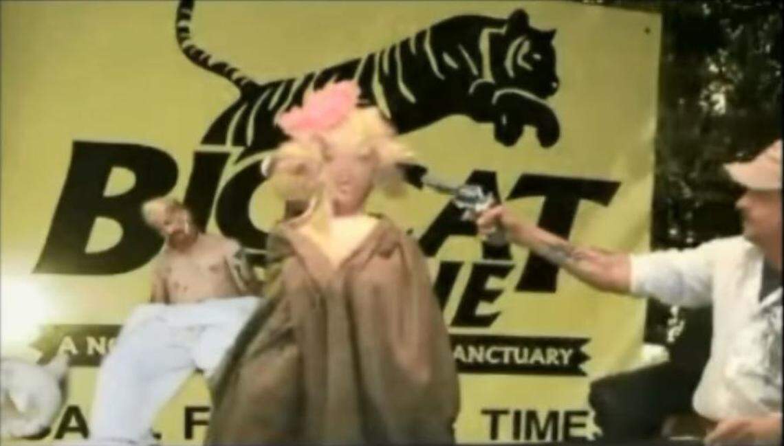 In a video uploaded to social media, Joe Exotic expressed his frustration with Big Cat Rescue CEO Carole Baskin and used a gun to shoot a doll dressed as her in the head.