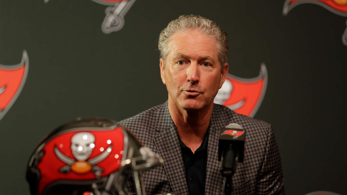 The Tampa Bay Buccaneers signed four draft picks Thursday, May 10, 2018. In this file photo, Bucs head coach Dirk Koetter talks about first-round draft pick Vita Vea during a news conference Friday, April 27, 2018, in Tampa, Fla. Vea, a defensive lineman, played his college football at Washington.